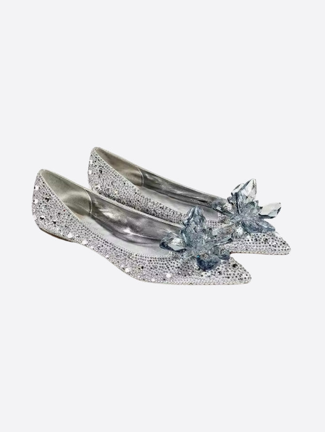 Elegant Crystal Embellished Pointed Flats