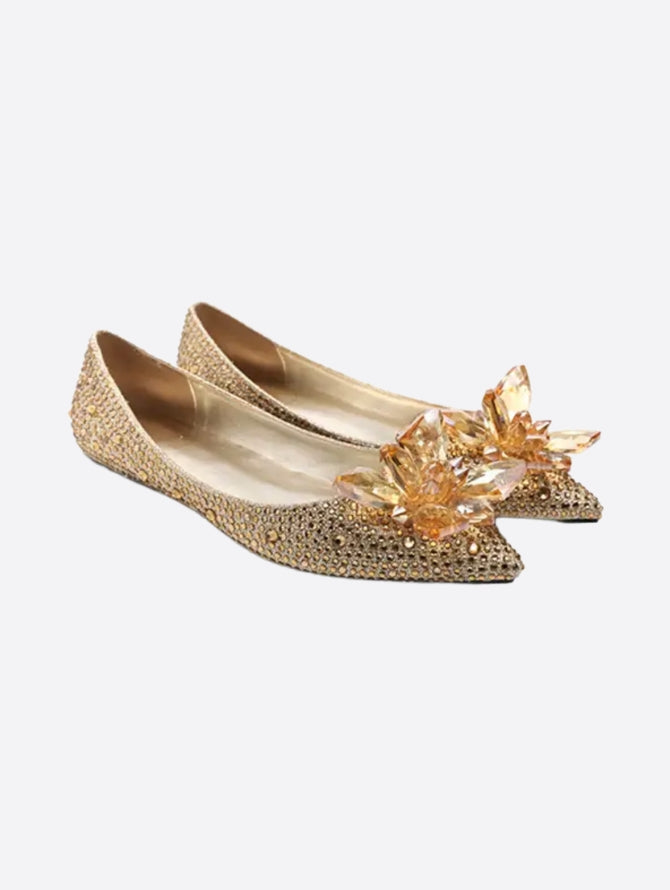 Elegant Crystal Embellished Pointed Flats