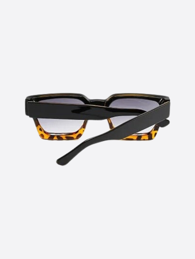 Black Tortoise Rectangular Retro Sunglasses