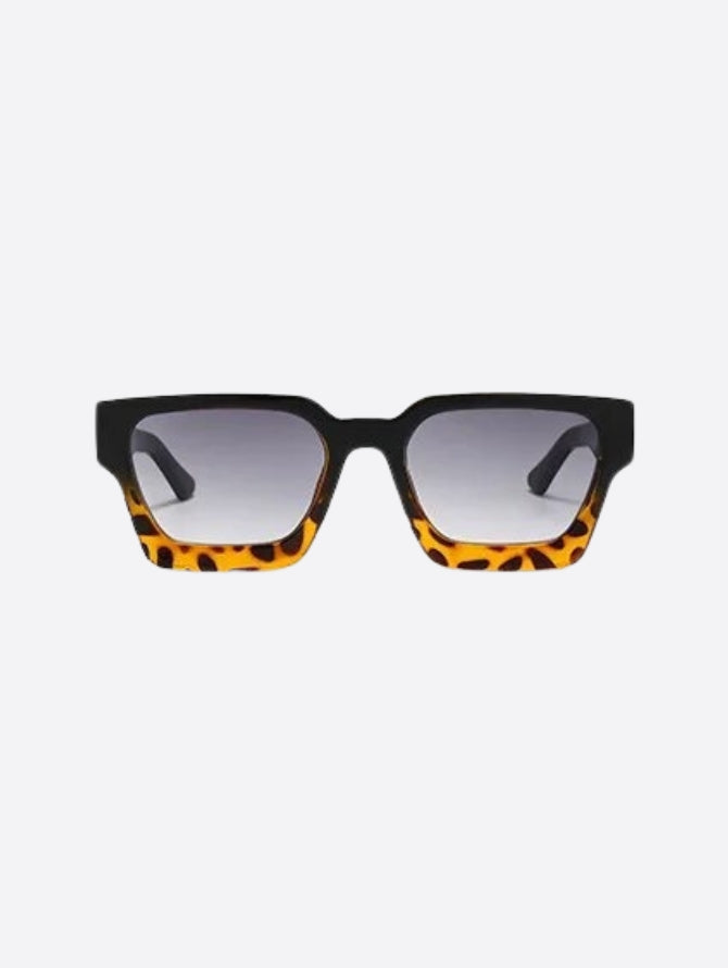 Black Tortoise Rectangular Retro Sunglasses