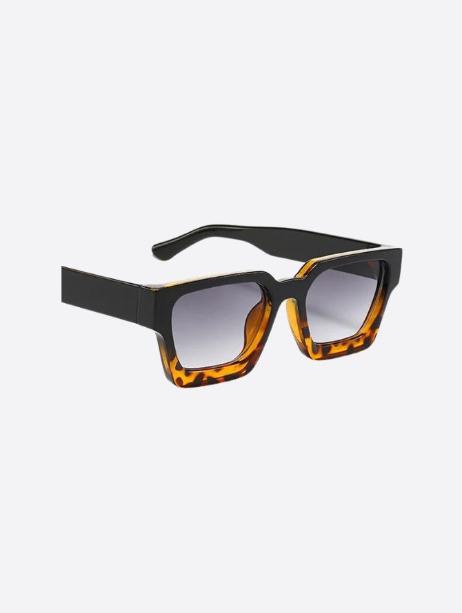 Black Tortoise Rectangular Retro Sunglasses