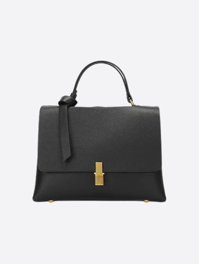 Structured Top Handle Bag – Black Leather Handbag
