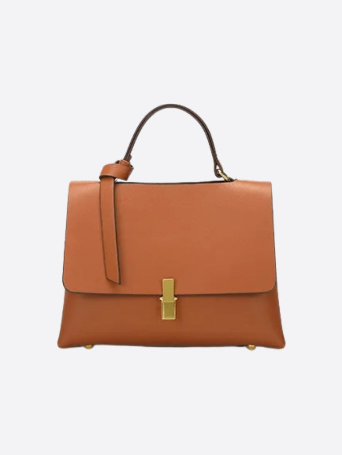 Structured Top Handle Bag – Black Leather Handbag