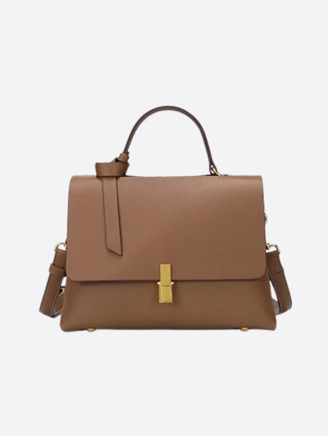 Structured Top Handle Bag – Black Leather Handbag