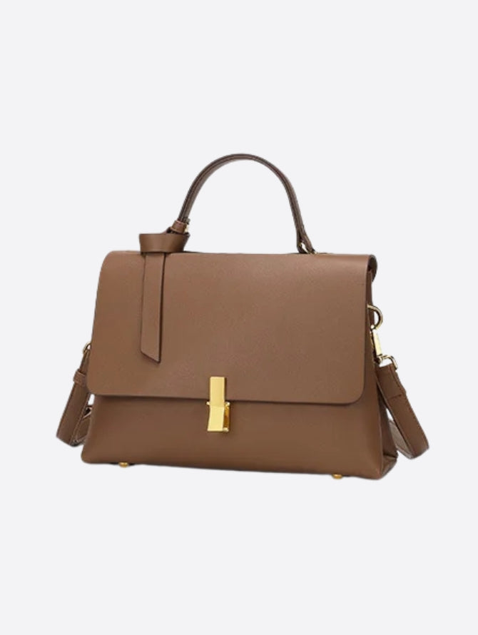 Structured Top Handle Bag – Black Leather Handbag